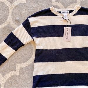 For the Republic Navy/Ivory Striped Sweater - XS